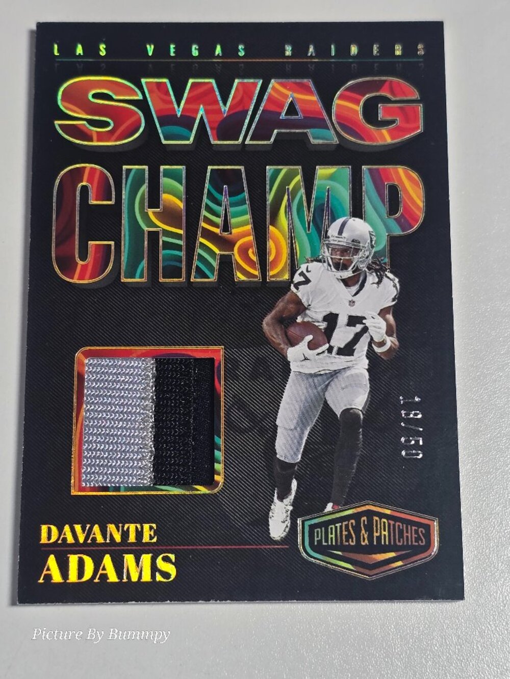 2023 Panini Plates & Patches Davante Adams Swag Champ Patch GOLD 18/50 Raiders